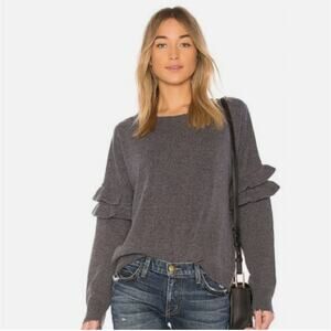 CURRENT ELLIOTT Cashmere Merino Wool Distressed Ruffle Sweater Gray Size 0 / XS